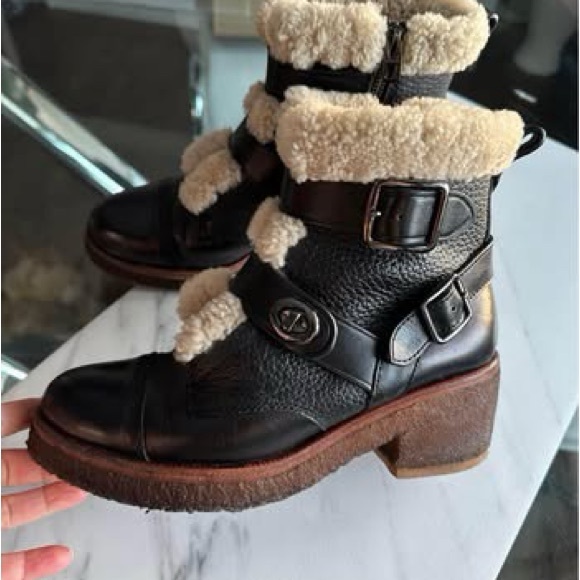 Coach Black Preston Shearling Boot Size 7 - Picture 4 of 8